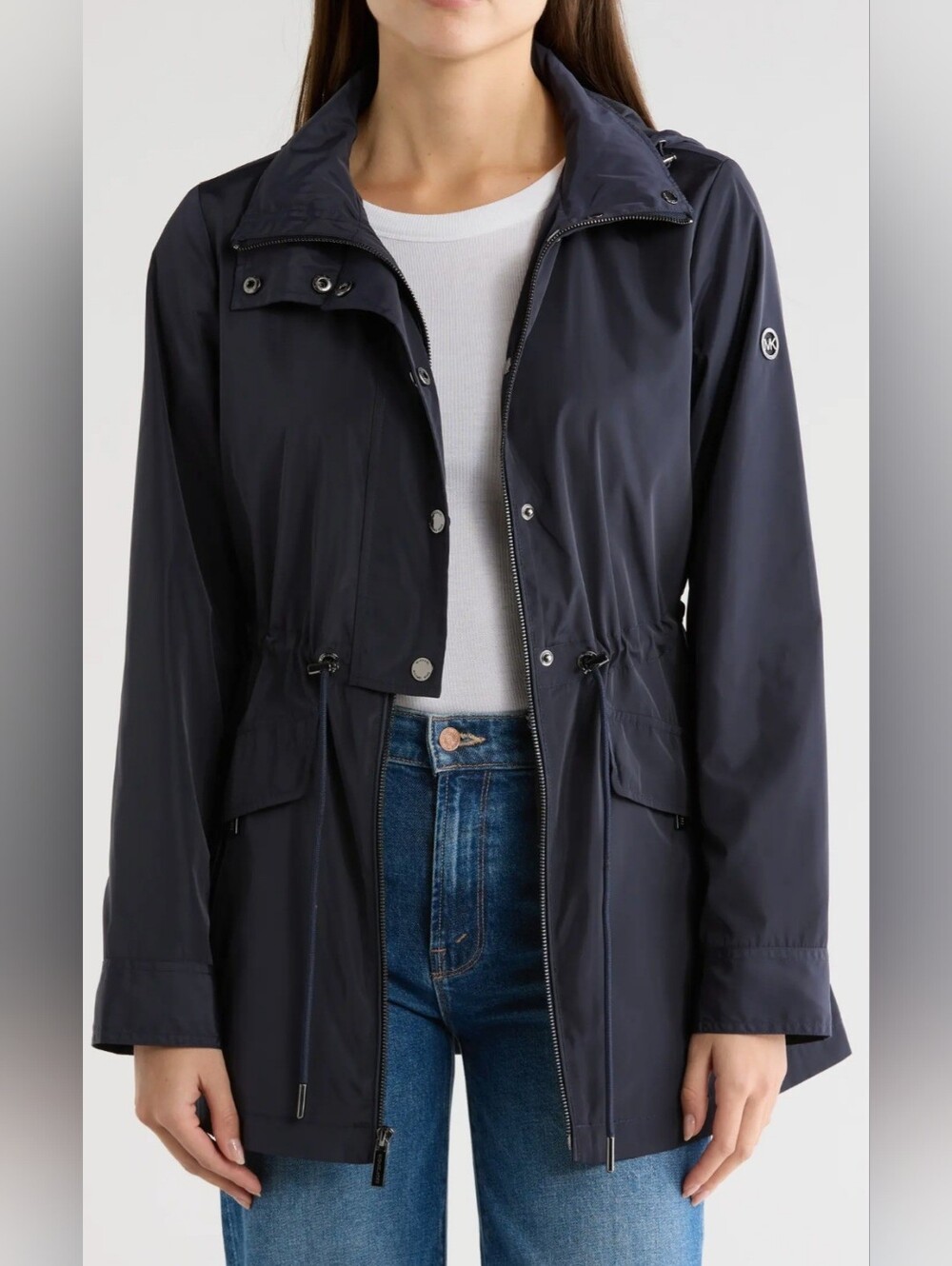 Michael Kors Navy Drawstring Utility Jacket